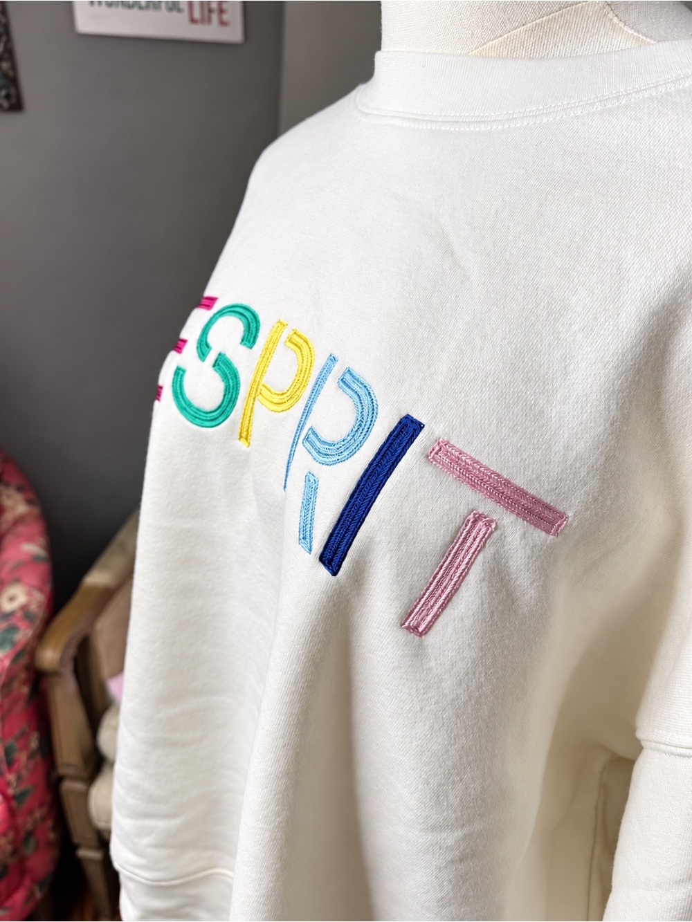 ESPRIT Oversized   Embroidered Logo Crewneck Sweatshirt 80’s 90’s “Retro” Viral - Picture 2 of 5